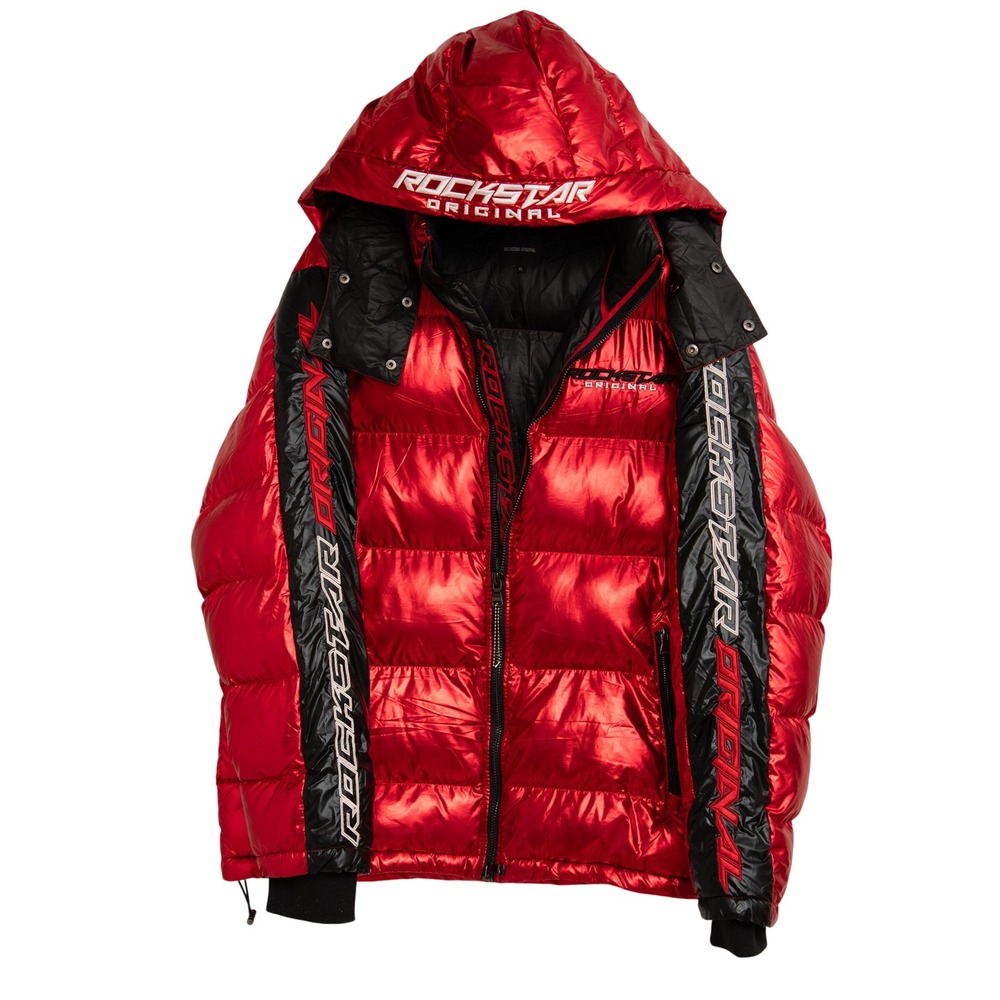 Rockstar Original Mens XL Metallic Red Puffer Jacket Coat NWOT Urban Streetwear